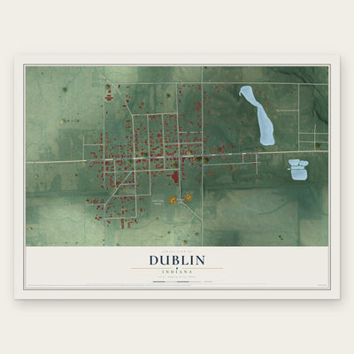 Dublin, Indiana map print, the full design