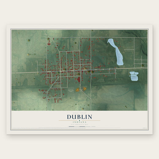 Dublin, Indiana map print, the full design
