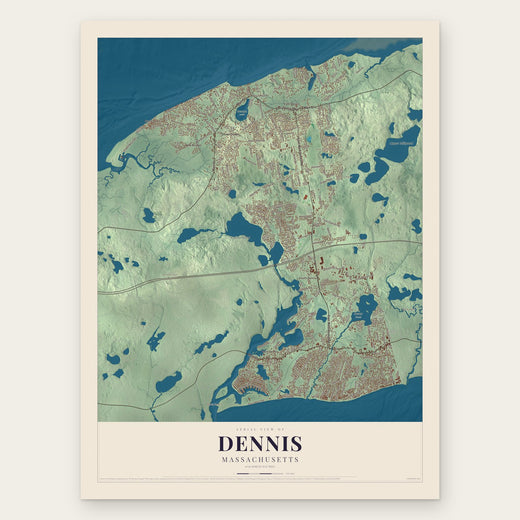 Dennis, Massachusetts map print, the full design