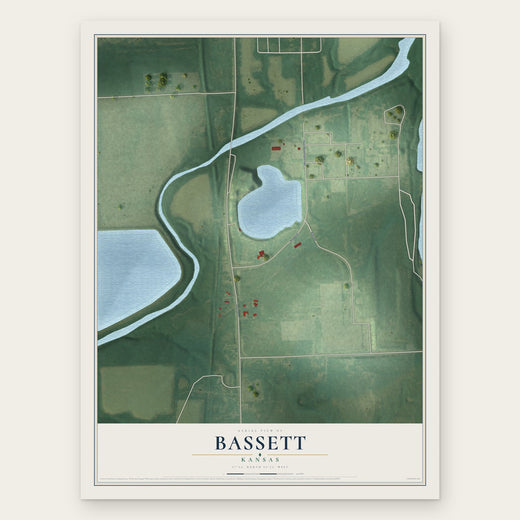 Bassett, Kansas map print, the full design