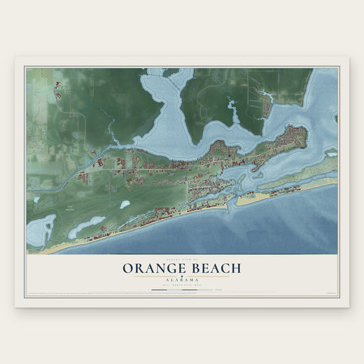 Orange Beach, Alabama map print, the full design