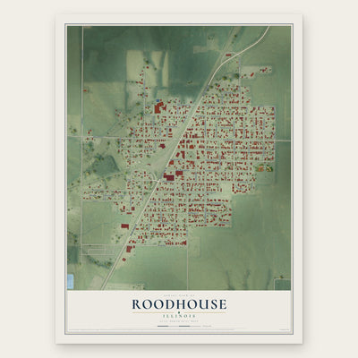 Roodhouse, Illinois map print, the full design