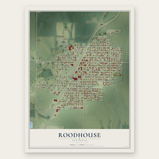 Roodhouse, Illinois map print, the full design