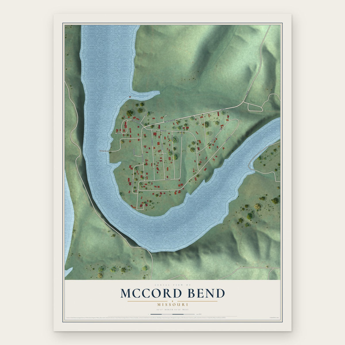 McCord Bend, Missouri map print, the full design