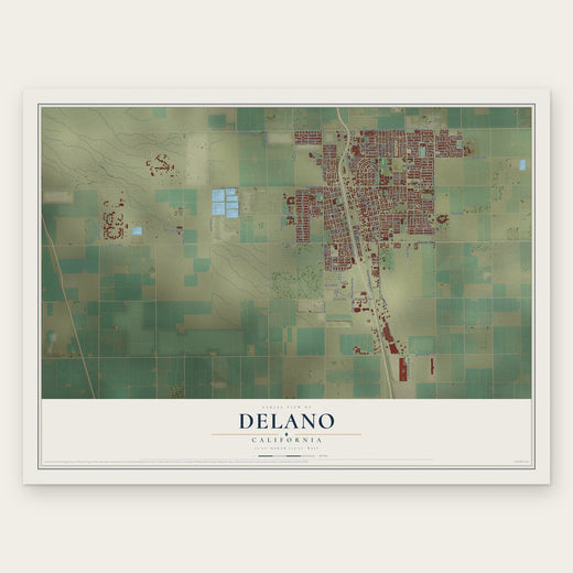 Delano, California map print, the full design
