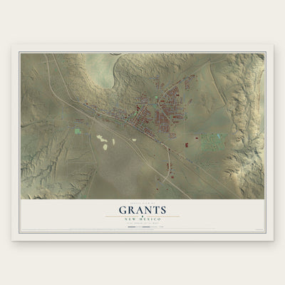 Grants, New Mexico map print, the full design