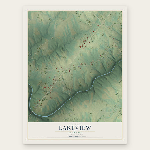 Lakeview, Alabama map print, the full design