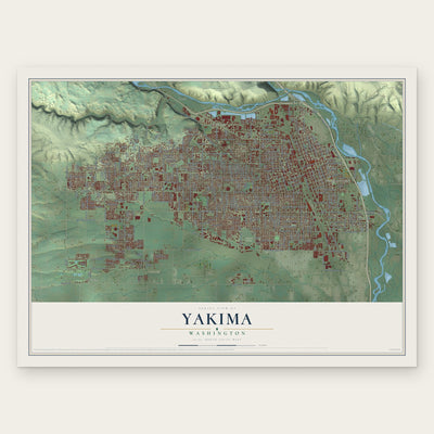 Yakima, Washington map print, the full design