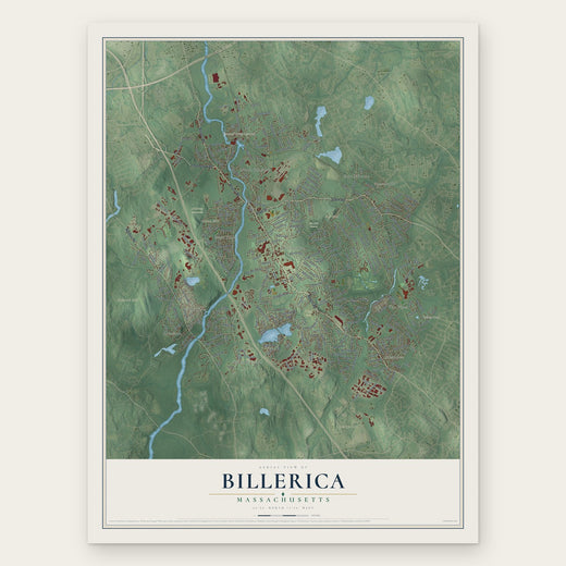 Billerica, Massachusetts map print, the full design