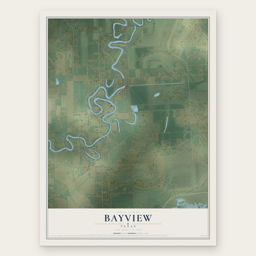 Bayview, Texas map print, the full design