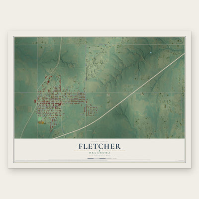 Fletcher, Oklahoma map print, the full design