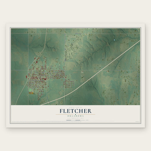 Fletcher, Oklahoma map print, the full design
