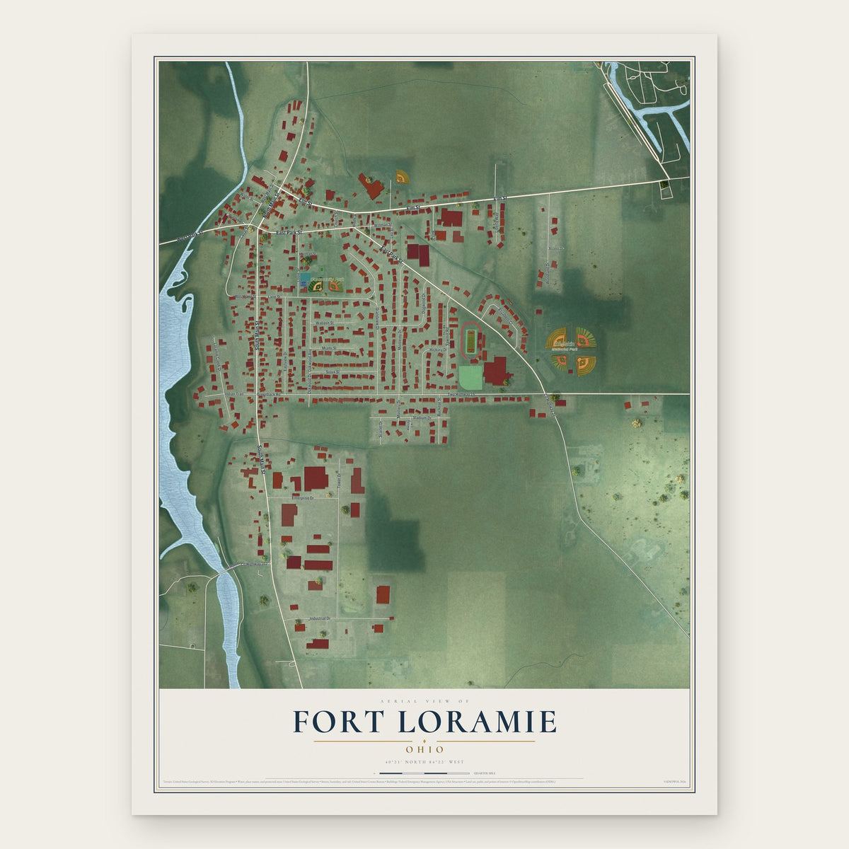 Fort Loramie, Ohio map print, the full design