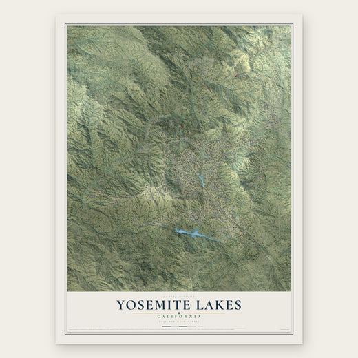 Yosemite Lakes, California map print, the full design