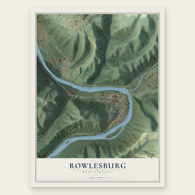Rowlesburg, West Virginia map print, the full design