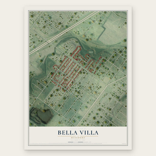 Bella Villa, Missouri map print, the full design