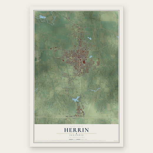 Herrin, Illinois map print, the full design