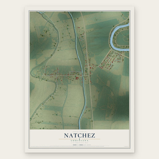 Natchez, Louisiana map print, the full design