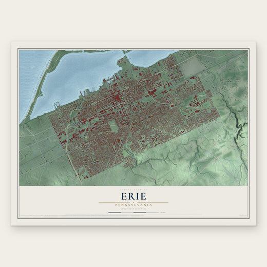 Erie, Pennsylvania map print, the full design