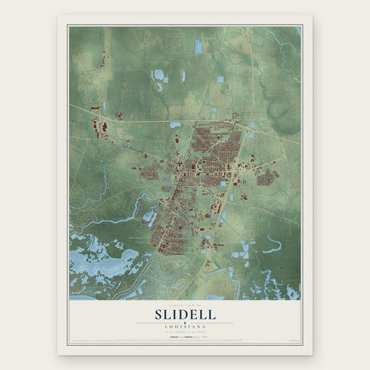 Slidell, Louisiana map print, the full design
