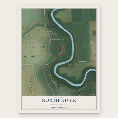 North River, North Dakota map print, the full design