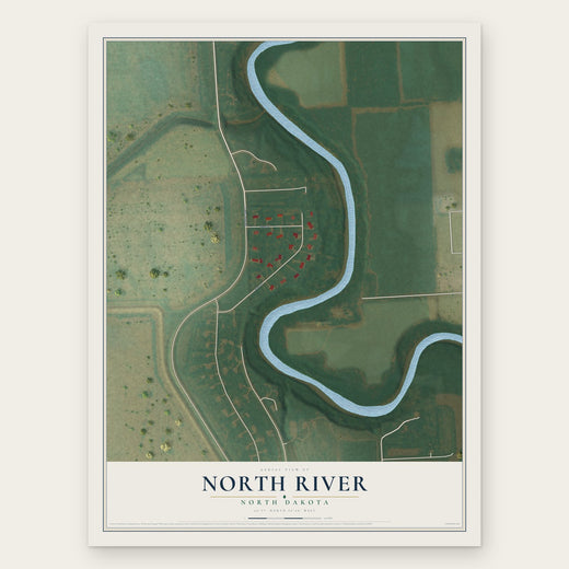 North River, North Dakota map print, the full design