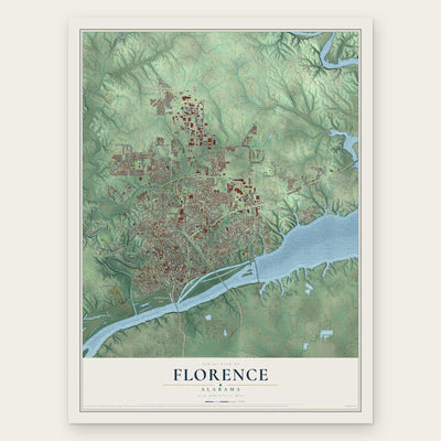 Florence, Alabama map print, the full design