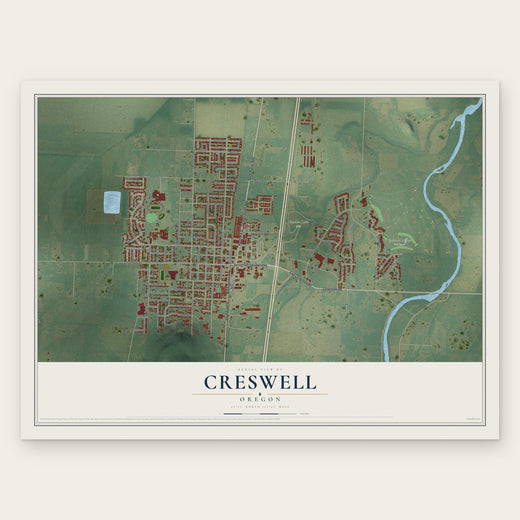 Creswell, Oregon map print, the full design