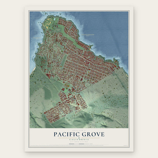 Pacific Grove, California map print, the full design