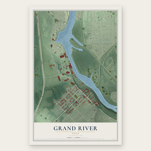 Grand River, Ohio map print, the full design