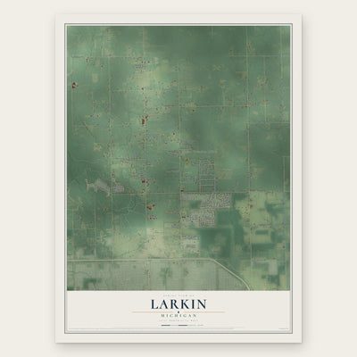 Larkin, Michigan map print, the full design