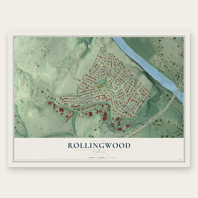Rollingwood, Texas map print, the full design