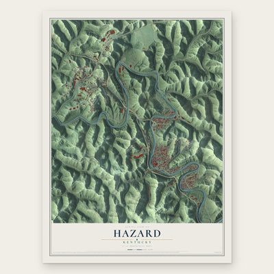 Hazard, Kentucky map print, the full design
