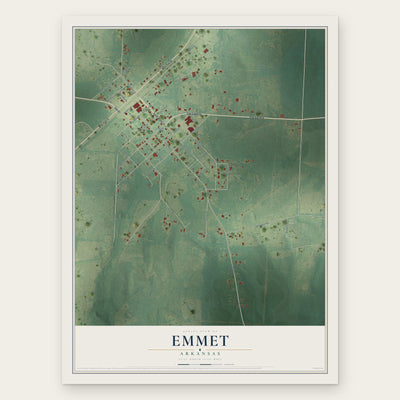 Emmet, Arkansas map print, the full design