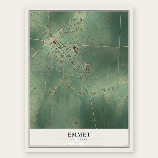 Emmet, Arkansas map print, the full design