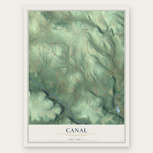 Canal, Pennsylvania map print, the full design