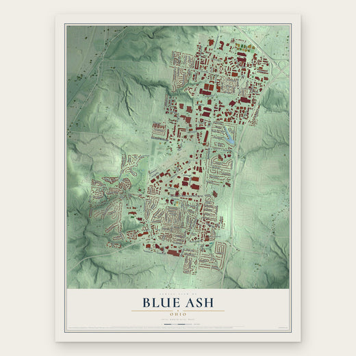 Blue Ash, Ohio map print, the full design