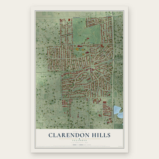 Clarendon Hills, Illinois map print, the full design