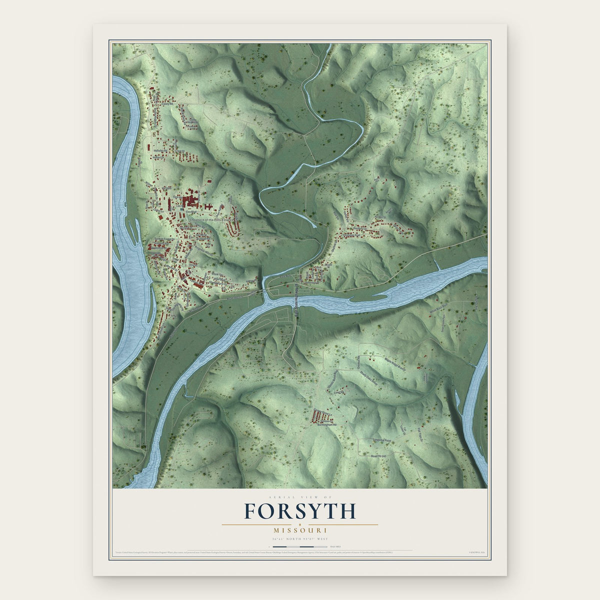 Forsyth, Missouri map print, the full design
