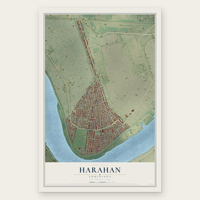 Harahan, Louisiana map print, the full design