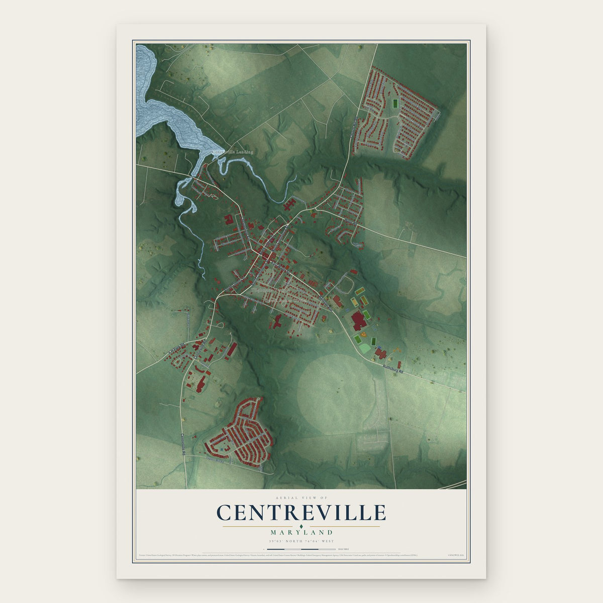 Centreville, Maryland map print, the full design