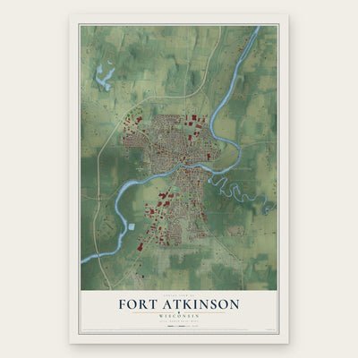 Fort Atkinson, Wisconsin map print, the full design