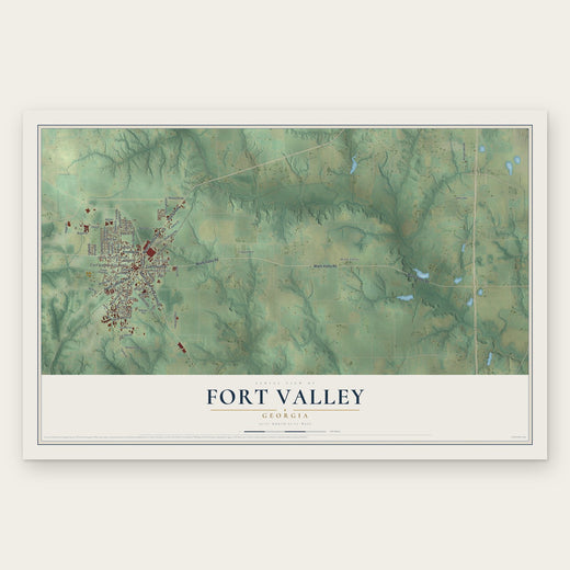Fort Valley, Georgia map print, the full design