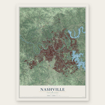 Nashville, Tennessee map print, the full design