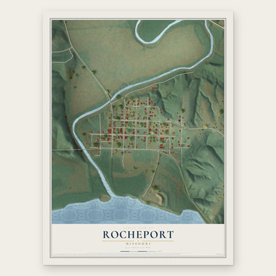 Rocheport, Missouri map print, the full design