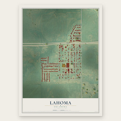Lahoma, Oklahoma map print, the full design