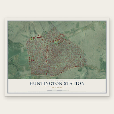 Huntington Station, New York map print, the full design