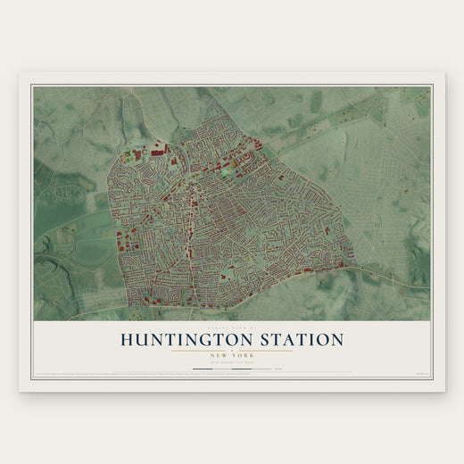 Huntington Station, New York map print, the full design