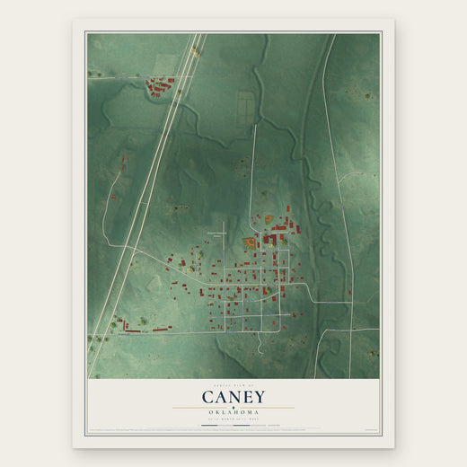 Caney, Oklahoma map print, the full design
