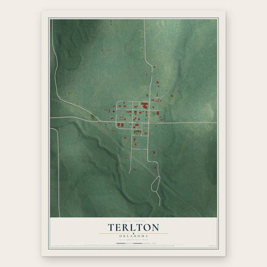 Terlton, Oklahoma map print, the full design